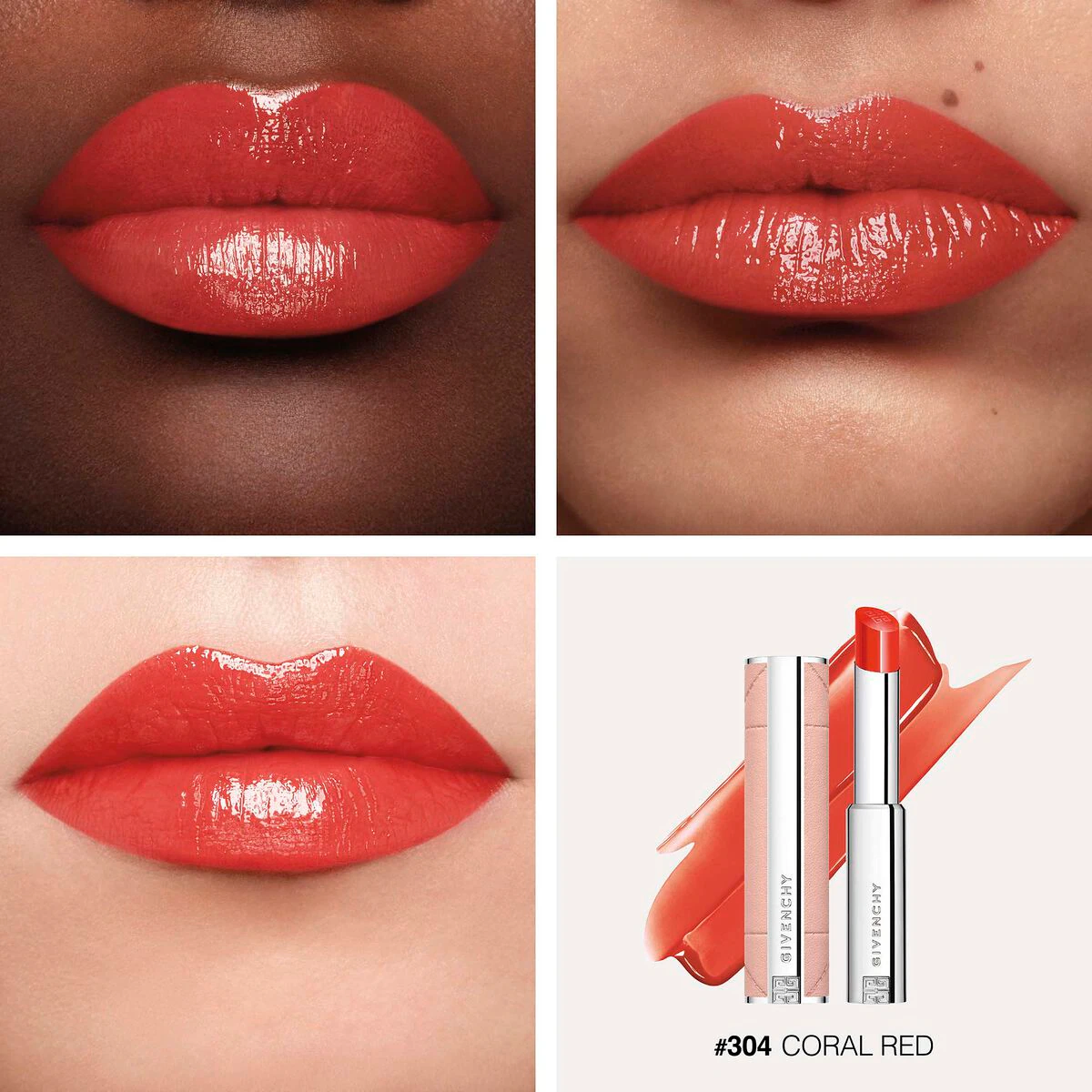 Givenchy Rose Perfecto Shine Serum Lipstick N304 - Coral Red 3.2g 