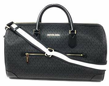 Michael Kors Travel Large Duffle Bag in PVC Signature Black Silver Zipper