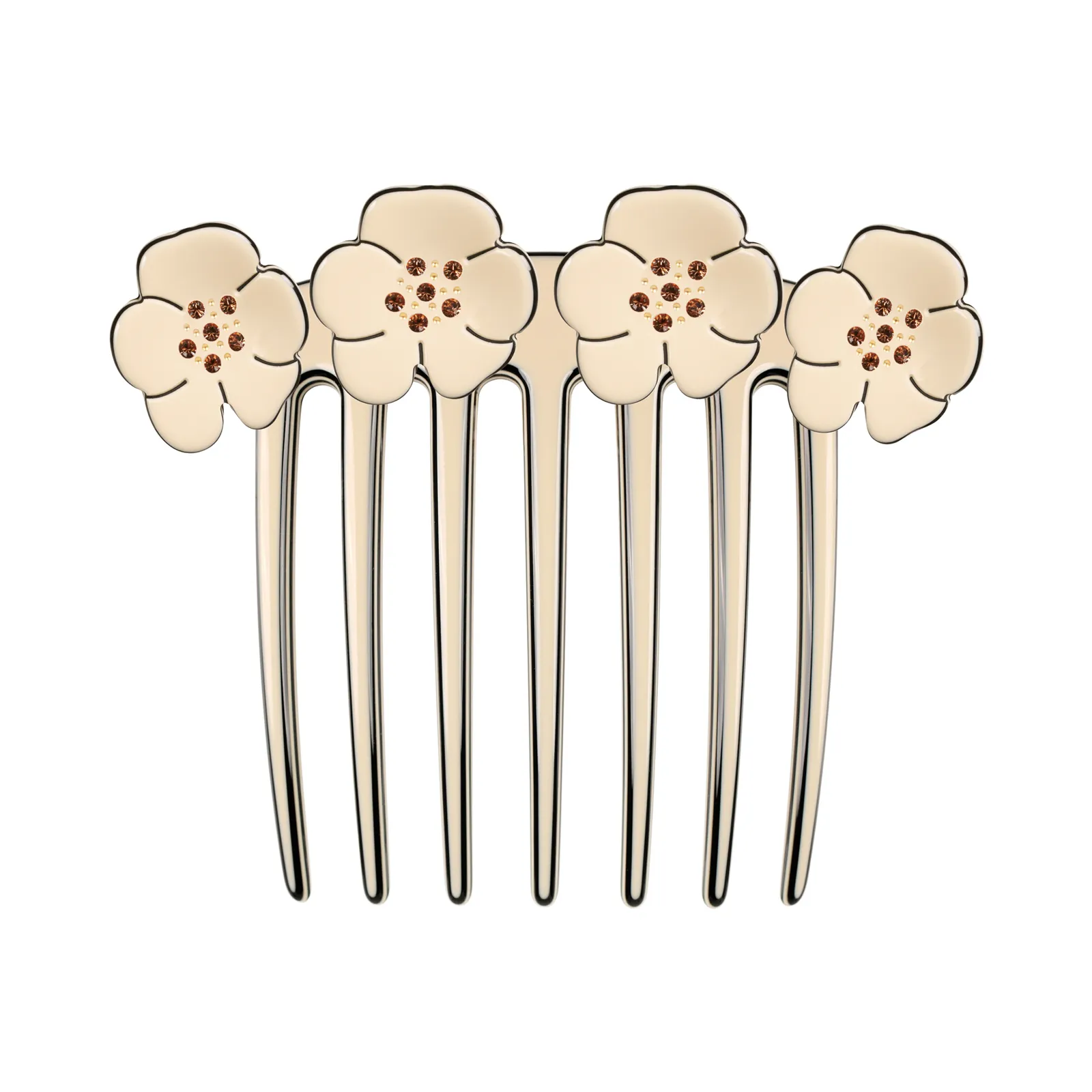 Paris Mode Crystal Camellia French Twist Comb Ivory