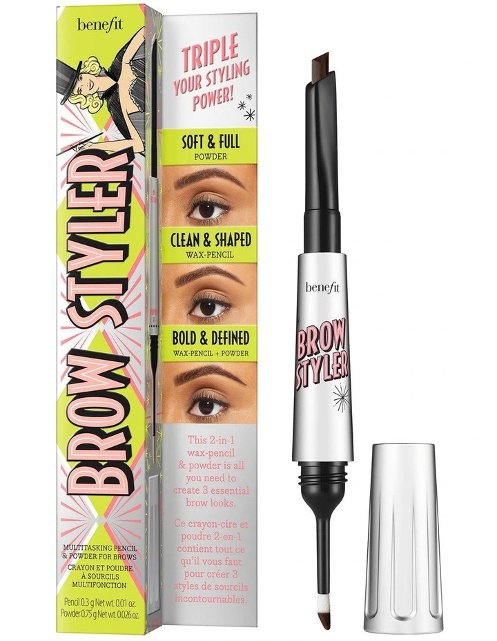 Benefit Cosmetics Brow Styler 2 in 1 Wax Pencil and Powder Warm Black Brown 5