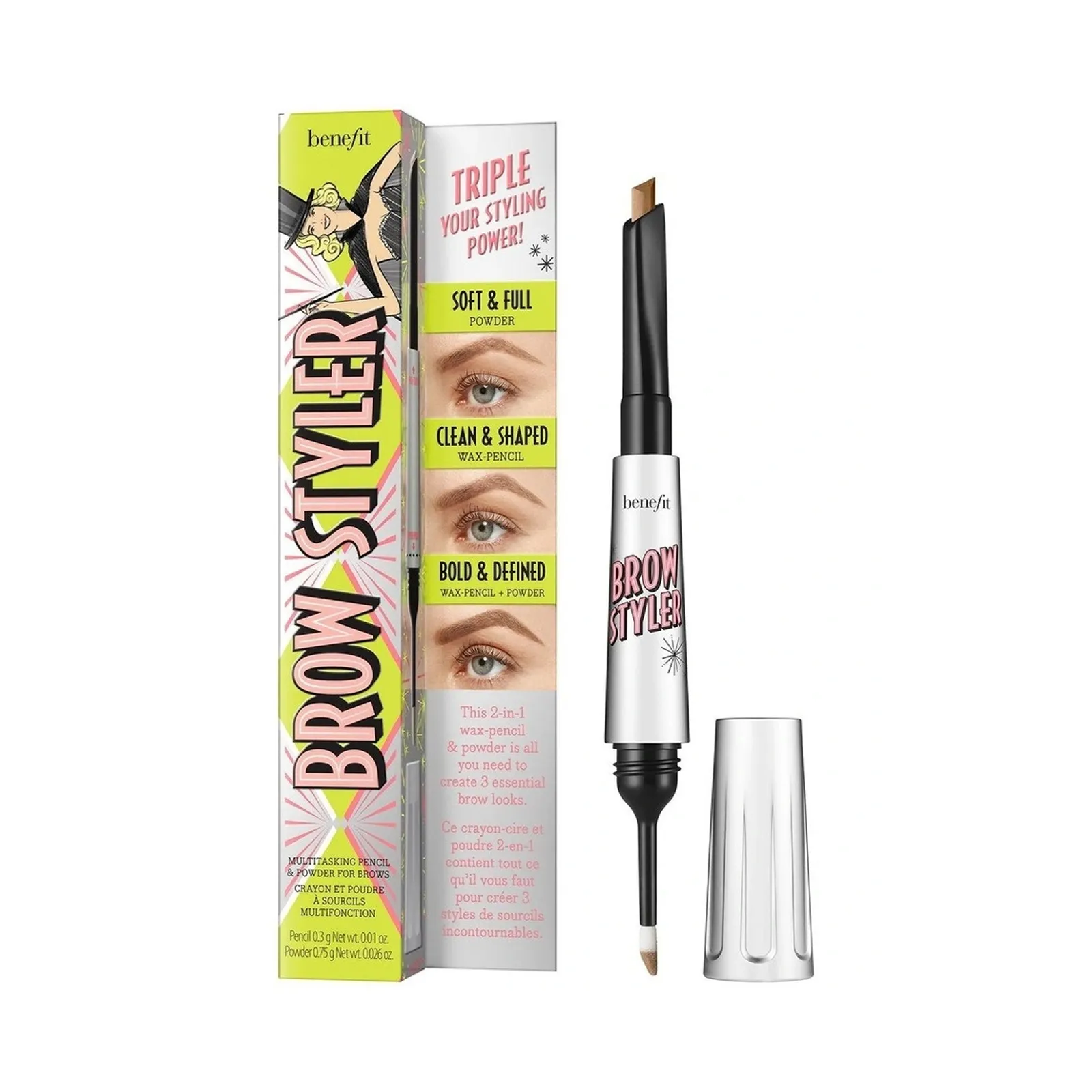 Benefit Cosmetics EyeBrow Styler Duo Wax Pencil and Powder 2.5 Neutral Blonde 1.05g