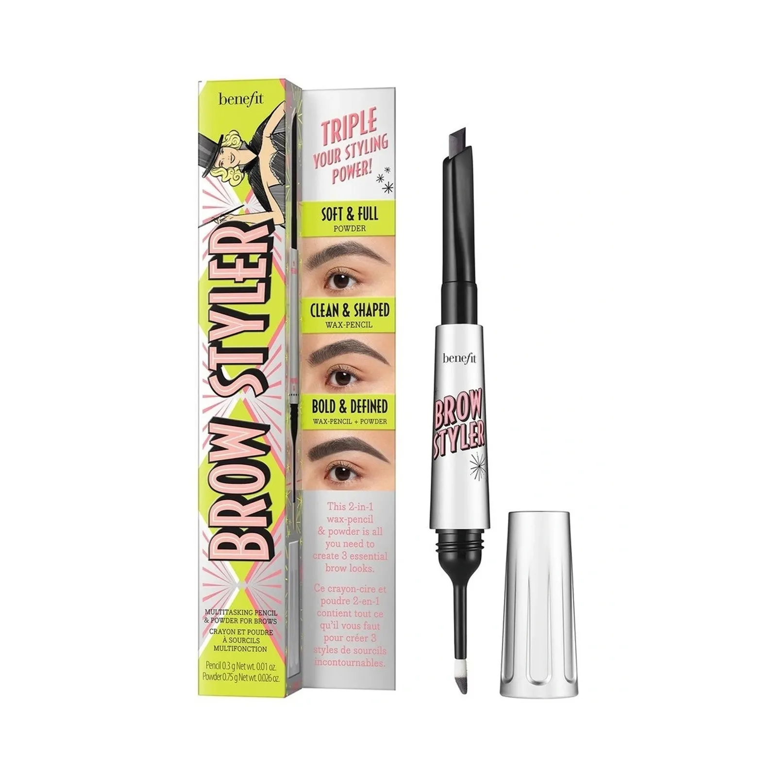 Benefit Cosmetics EyeBrow Styler Duo Wax Pencil and Powder Cool Grey 1.05g