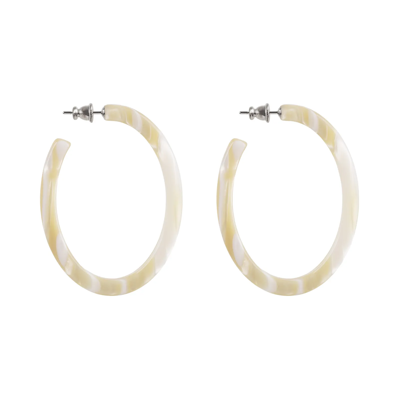 Paris Mode Oval Medium Stud Earrings White Alba