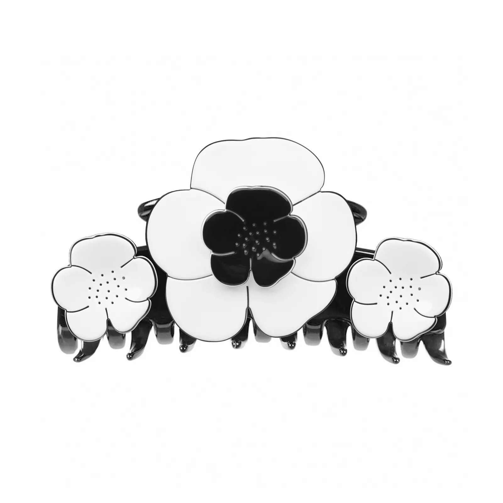 Paris Mode Camellia Triple Extra Large Claw Lip White Black