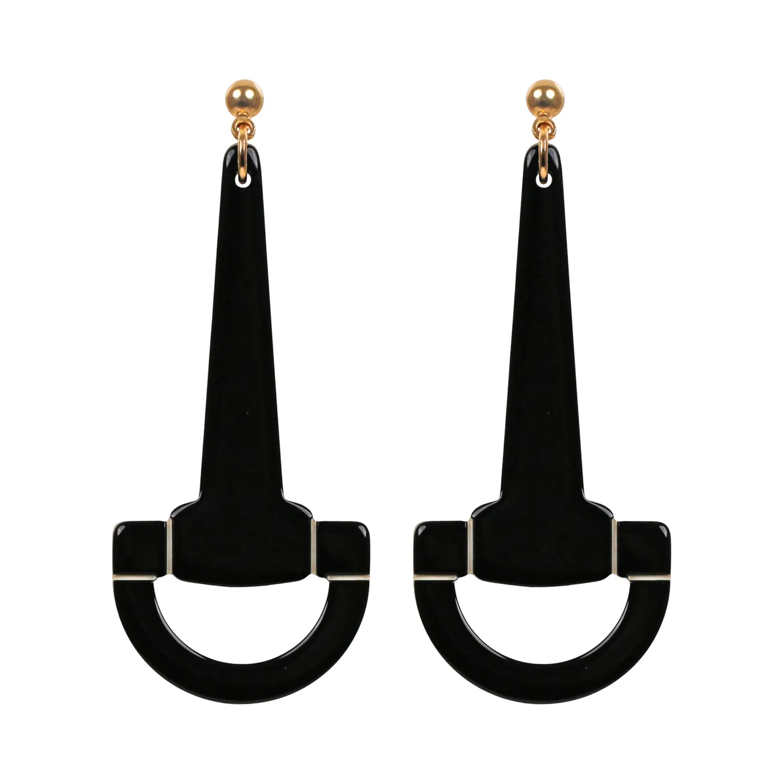 Paris Mode Horsebit Small Stud Earrings Black Ivory