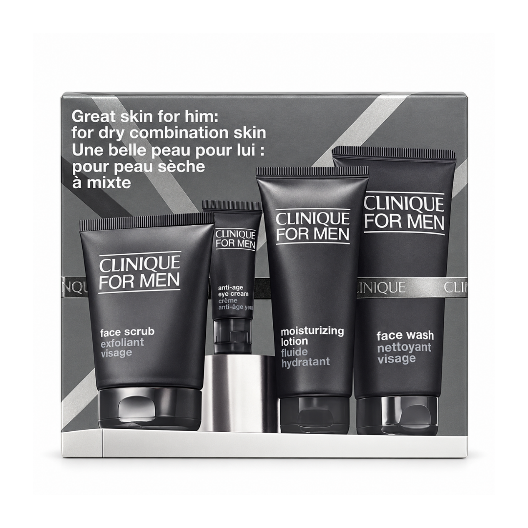 Clinique Great Skin For Him: Dry Combination Skin 4-Piece Gift Set