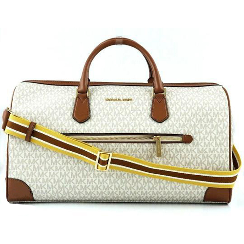 Michael Kors Travel Large Duffle Bag in PVC Signature Vanilla