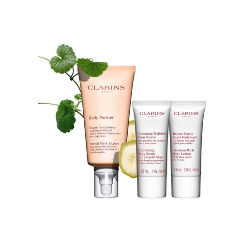 CLARINS Perfect Partners Scrub and Lotion Collection 3 Piece Gift Set 