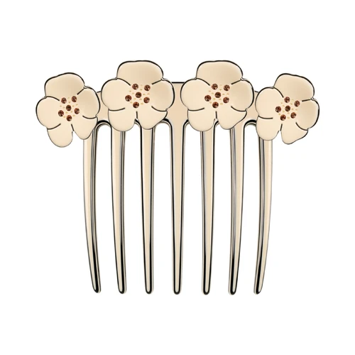 Paris Mode Crystal Camellia French Twist Comb Ivory