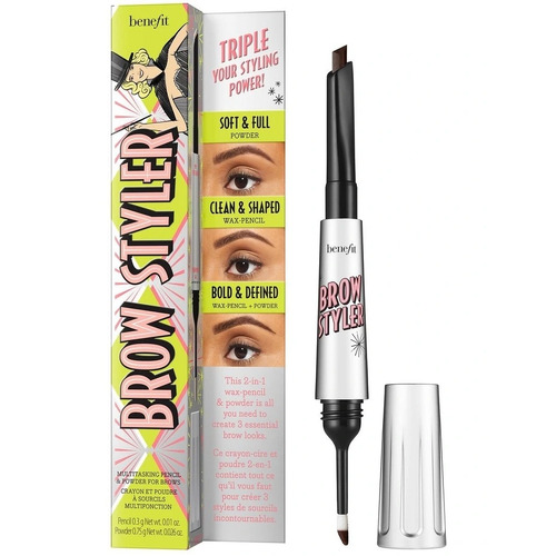 Benefit Cosmetics Brow Styler 2 in 1 Wax Pencil and Powder Warm Black Brown 5
