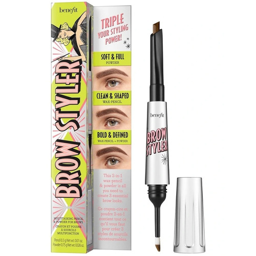 Benefit Cosmetics Brow Styler 2 in 1 Wax Pencil and Powder Warm Medium Brown 3.75