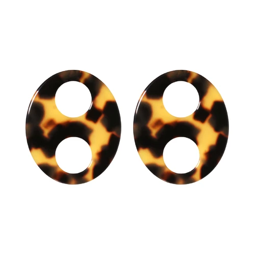 Paris Mode Haricot Single Medium Stud Earrings Dark Tortoiseshell 