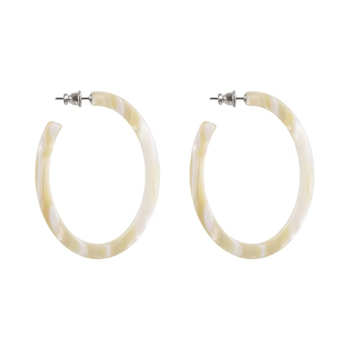 Paris Mode Oval Medium Stud Earrings White Alba