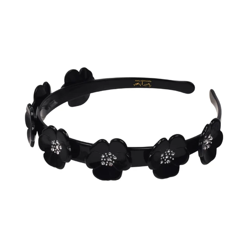 Paris Mode Camellia Crystal 1.5 Cm Alice Band Black