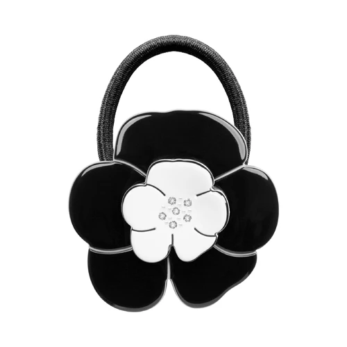 Paris Mode Camellia Crystal Hair Tie Black White