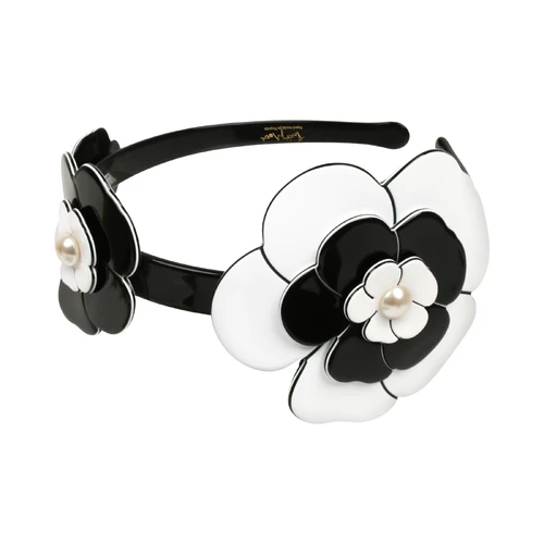 Paris Mode Camellia Triple Pearl Alice Band White Black