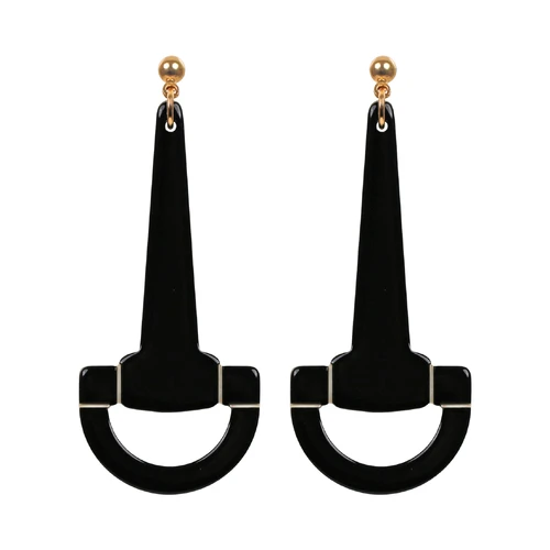 Paris Mode Horsebit Small Stud Earrings Black Ivory
